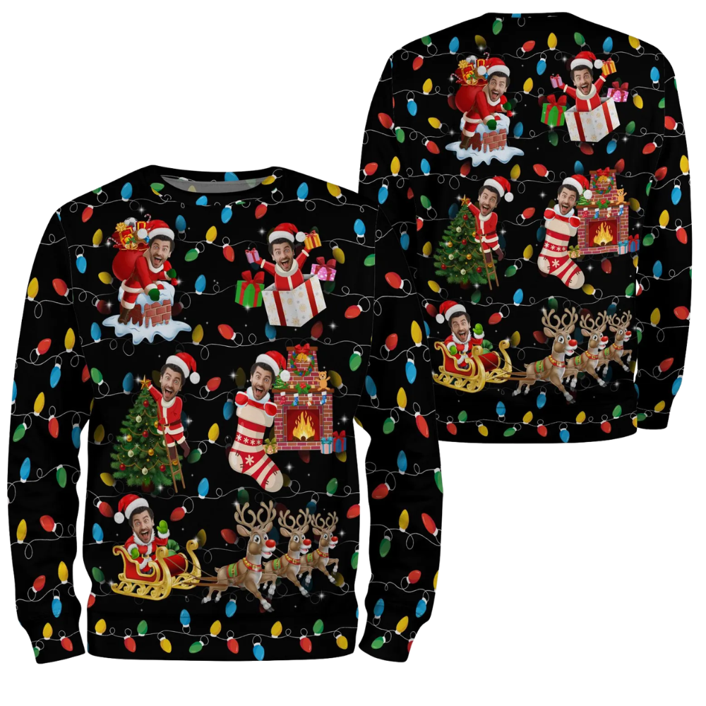 Custom Funny Faces Ugly Christmas 3D Sweatshirt, Personalized Funny Photo Christmas Sweater 2D1171