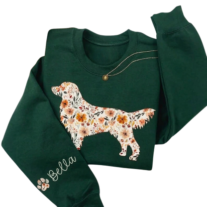 Custom Golden Retriever Floral Sweatshirt For Mom, Personalized Golden Dog Sweatshirt 2D1004
