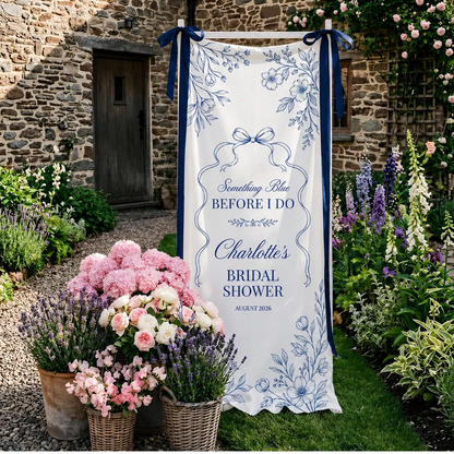 Something Blue Before I Do Custom Brial Party Welcome Banner Fabric, Custom Bridal Shower Sign WD0460