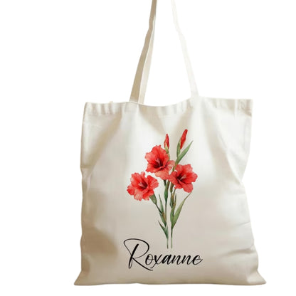Custom Bridesmaid Birth Month Flower Canvas Tote Bag, Custom Wedding Bag For Bridesmaid WD0437