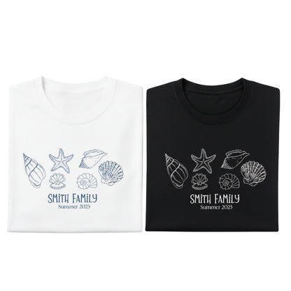 Custom Seashells Matching Family Beach Vacation T Shirts, Custom Family Beach Trip Shirts ET0139