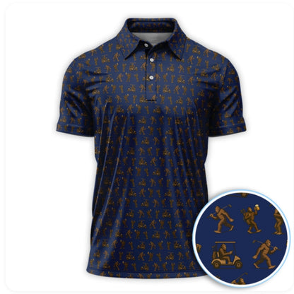 Funny Bigfoot And Beer Golf Polo Shirt For Men, Sasquatch Bigfoot Golf Shirts GZ0206