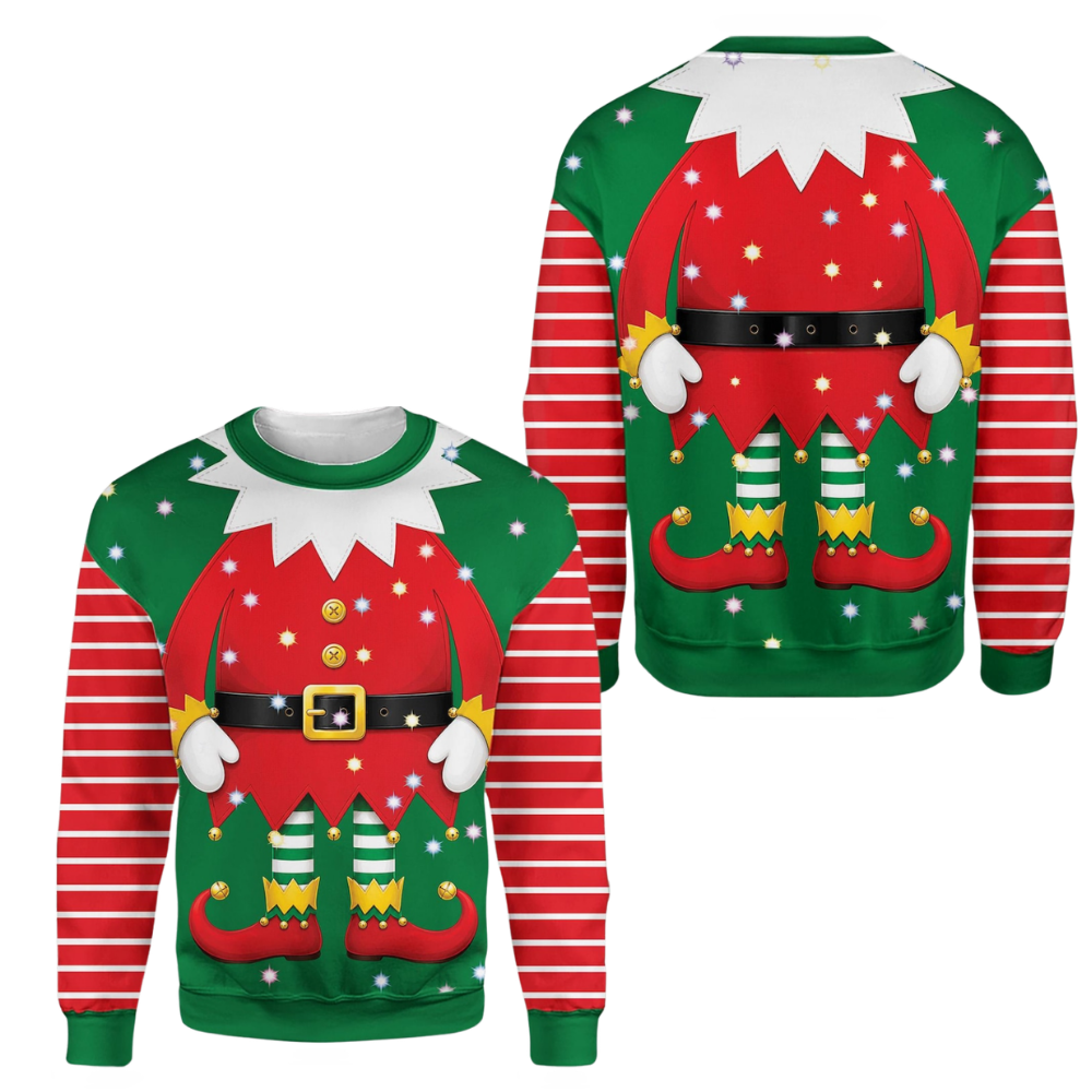 Christmas Elf Costume Sweatshirt For Men Women, Elk Christmas 3D Sweatshirt 2D1136