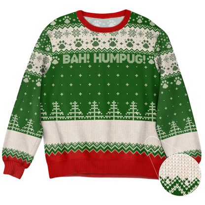 Bah Hum Pug Dog Custom Christmas Ugly Sweatshirt, Custom Pug Dog Lover Sweatshirt For Xmas 2D1067