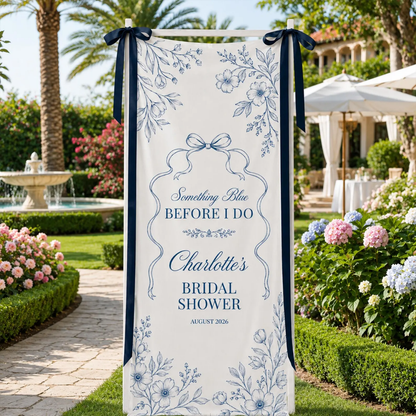 Something Blue Before I Do Custom Brial Party Welcome Banner Fabric, Custom Bridal Shower Sign WD0460