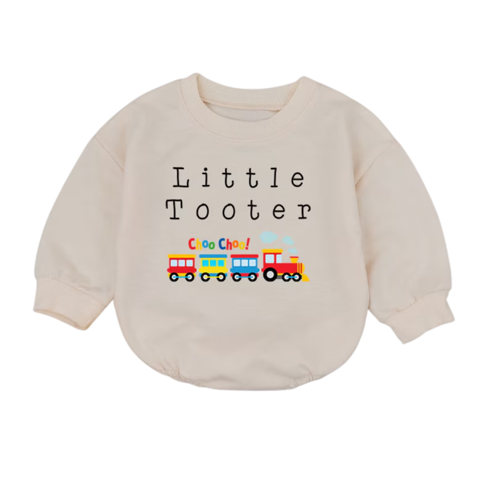Little Toolers Baby Romper Sweatshirt, Train Romper Sweatshirt For Baby BB0583