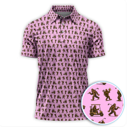 Funny Bigfoot And Beer Golf Polo Shirt For Men, Sasquatch Bigfoot Golf Shirts GZ0206