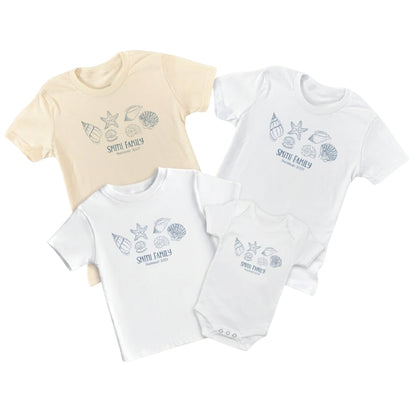 Custom Seashells Matching Family Beach Vacation T Shirts, Custom Family Beach Trip Shirts ET0139