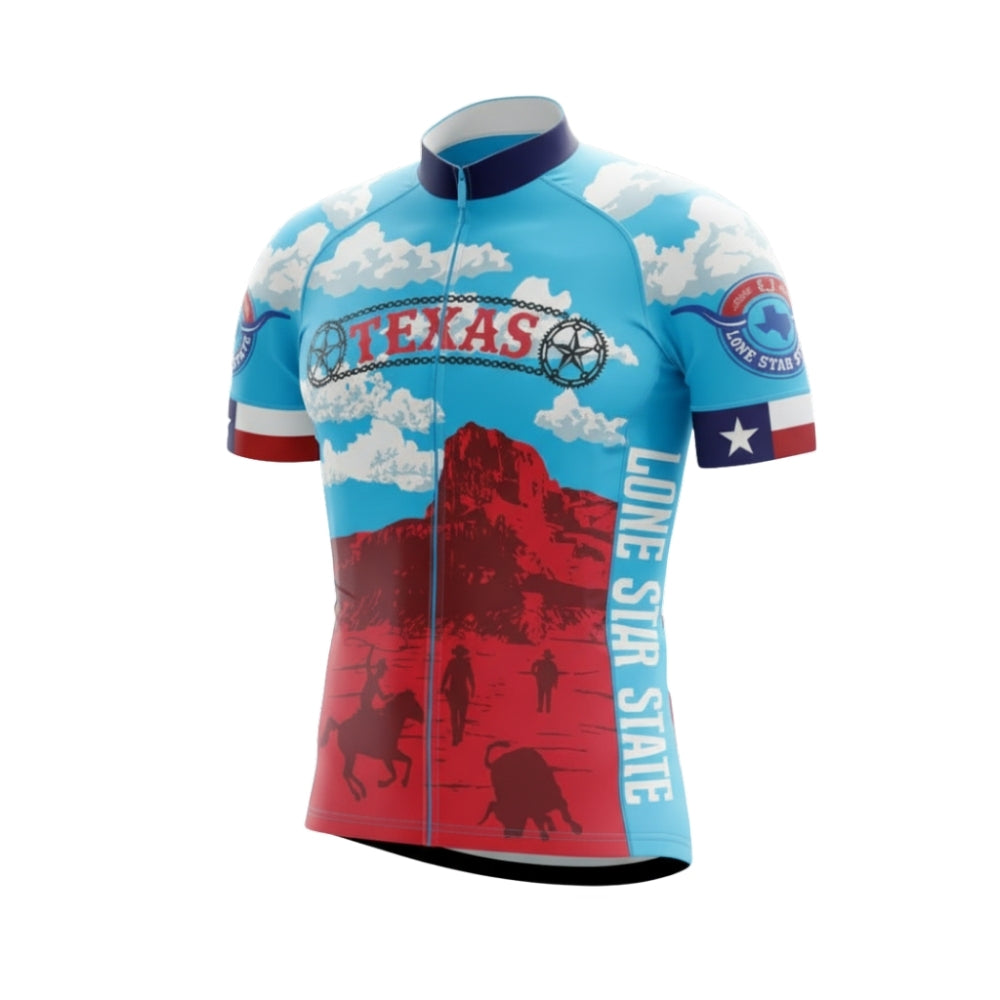 Retro Texas Cycling Short Sleeve Jersey For Men, Texas State Cycling Jerseys CG0418