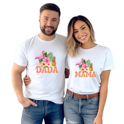 Custom Flamingo Tropical First Birthday Matching Family T Shirt, Personalized Flamingo Birthday Family Shirts ET1068