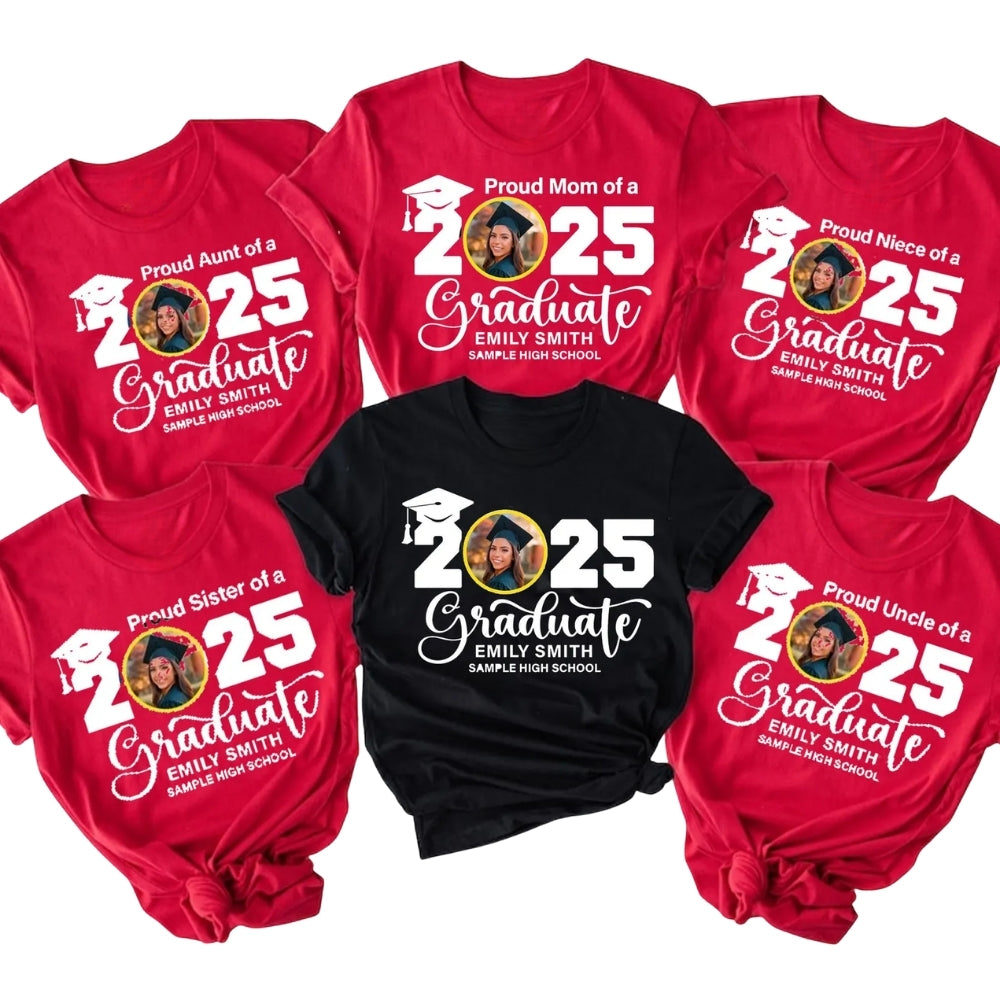 Proud Of Graduation Custom Photo Matching Family T Shirts, Custom Graduation Matching Shirts For Family ET0426