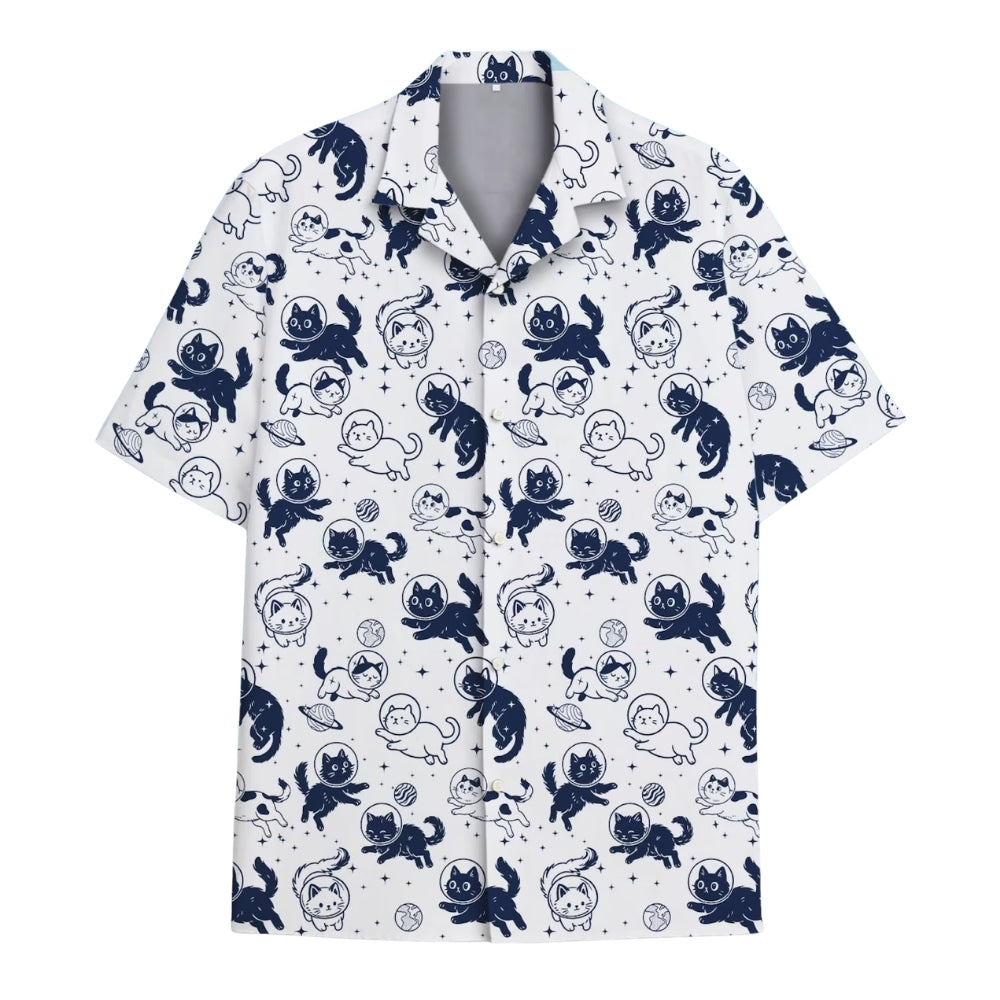 Cat Astronaut Hawaiian Shirt Men And Women, Cat Space Hawaiian Shirts HE0088