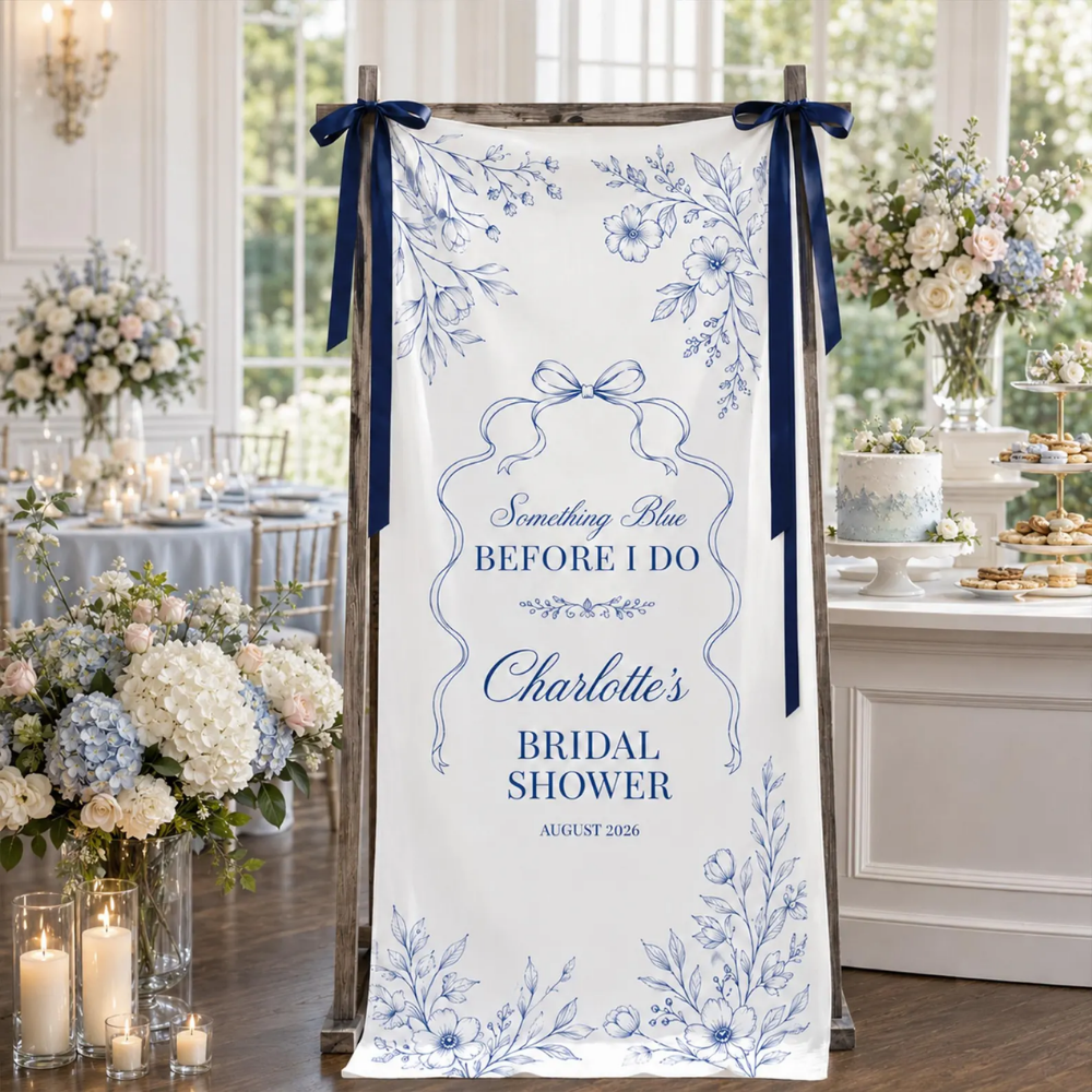 Something Blue Before I Do Custom Brial Party Welcome Banner Fabric, Custom Bridal Shower Sign WD0460