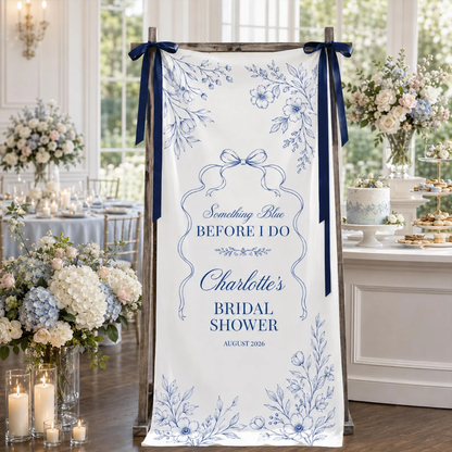 Something Blue Before I Do Custom Brial Party Welcome Banner Fabric, Custom Bridal Shower Sign WD0460