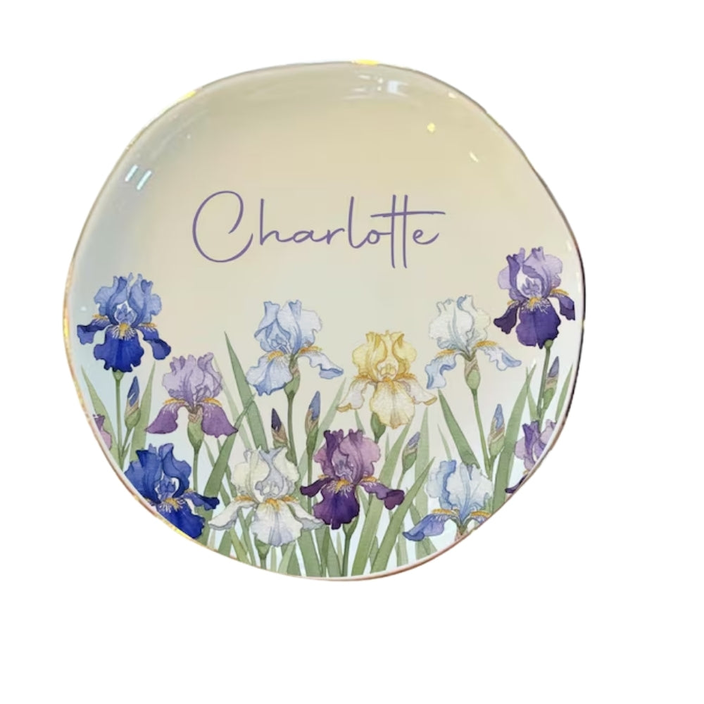 Custom Birth Flower Ring Dish For Bridesmaid, Personalized Birth Month Flower Jewelry Dish For Wedding Bridesmaid WD0182