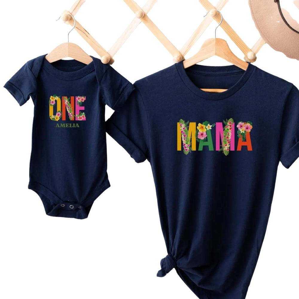 Custom Floral Matching 1st Birthday Family T Shirts, Custom Floral First Birthday Shirts For Family ET0283