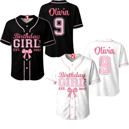 Personalized Birthday Girl Family Matching Baseball Jersey, Custom Birthday Matching Family Baseball Shirts ET0707