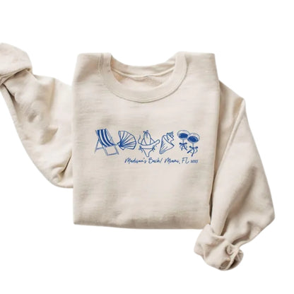 Personalized Beach Bachelorette Sweatshirt For Bride Bridesmaid, Custom Beach Bach Party Sweatshirts 2D0932