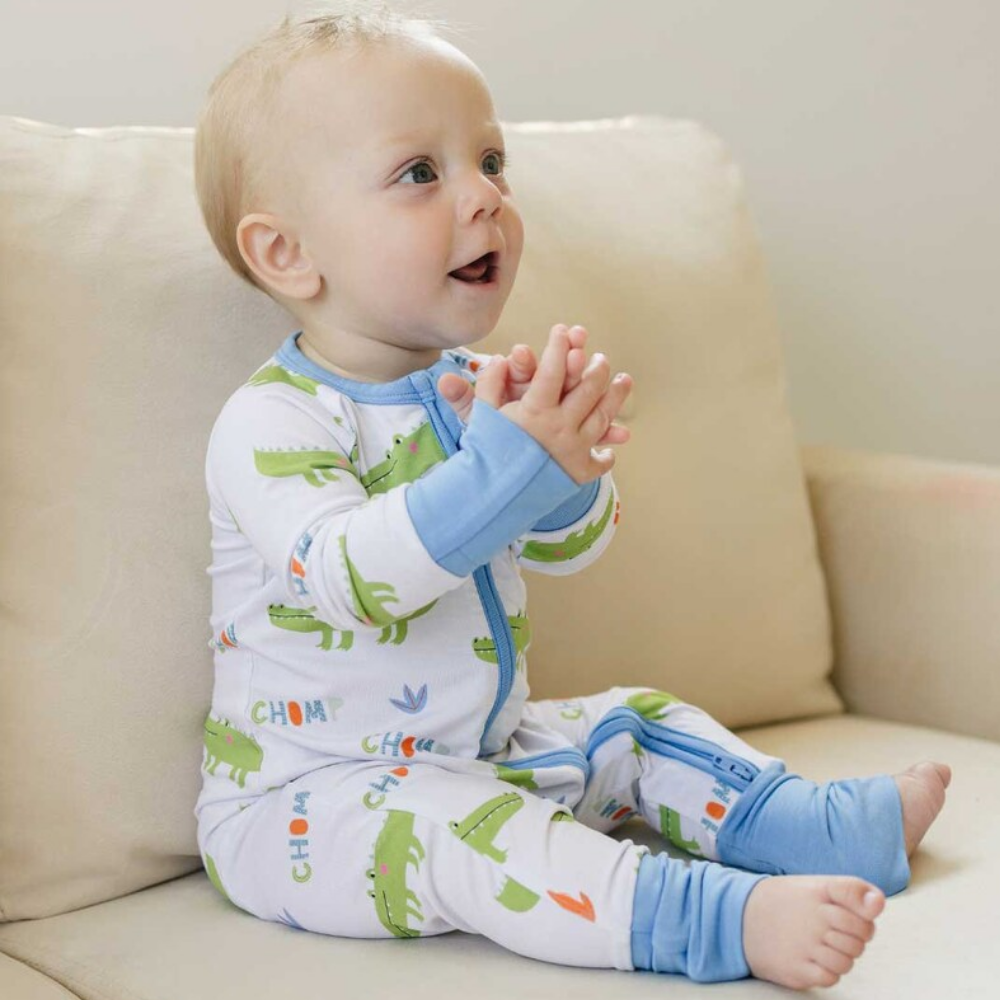 Alligator Baby Convertible Zipper Romper, Alligator Convertible Romper For Baby BB0329