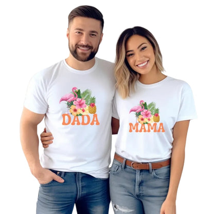 Custom Flamingo Tropical First Birthday Matching Family T Shirt, Personalized Flamingo Birthday Family Shirts ET1068