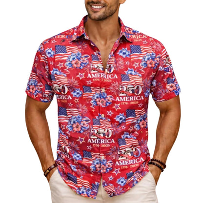 250 Years America 1776-2026 US Flag Hawaiian Shirts For Men, 4th Of July Hawaiian Shirts HE0212