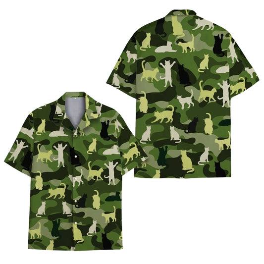 Camouflage Cat Hawaiian Shirt For Mens Womens, Cat Camo Hawaiian Shirts HE0087
