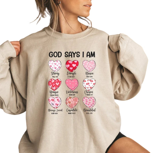 God Says I Am Strong Bible Verse Sweatshirt, Christian Sweatshirt 2D0277