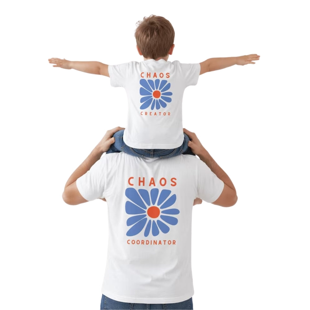 Chaos Creator Chaos Coordinator Flower Matching Dad Son T Shirt, Retro Flower Funny Matching Shirt For Dad And Child ET0972