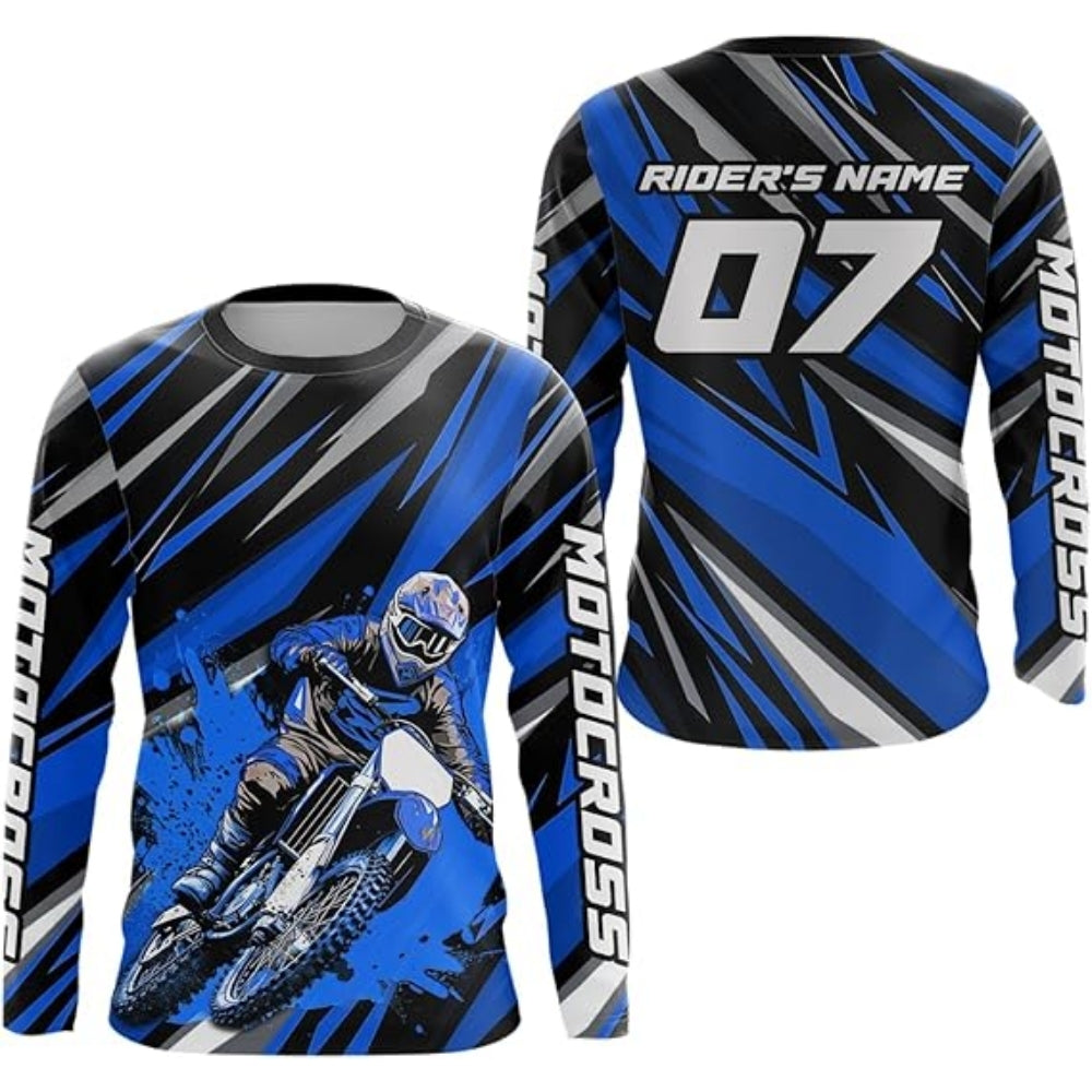 Custom Name And Number Long Sleeve Motocross Jersey For Men, Black And Green Custom Motocross Racing Jerseys MZ0017