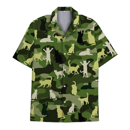Camouflage Cat Hawaiian Shirt For Mens Womens, Cat Camo Hawaiian Shirts HE0087