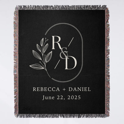 Custom Name And Date Wedding Woven Blanket For Couple, Personalized Wedding Anniversary Throw Blankets WD0166