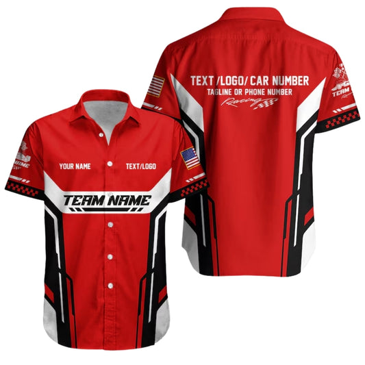 Personalized Racing Car Hawaiian Shirt, Custom Team Race Car Uniform HE0217