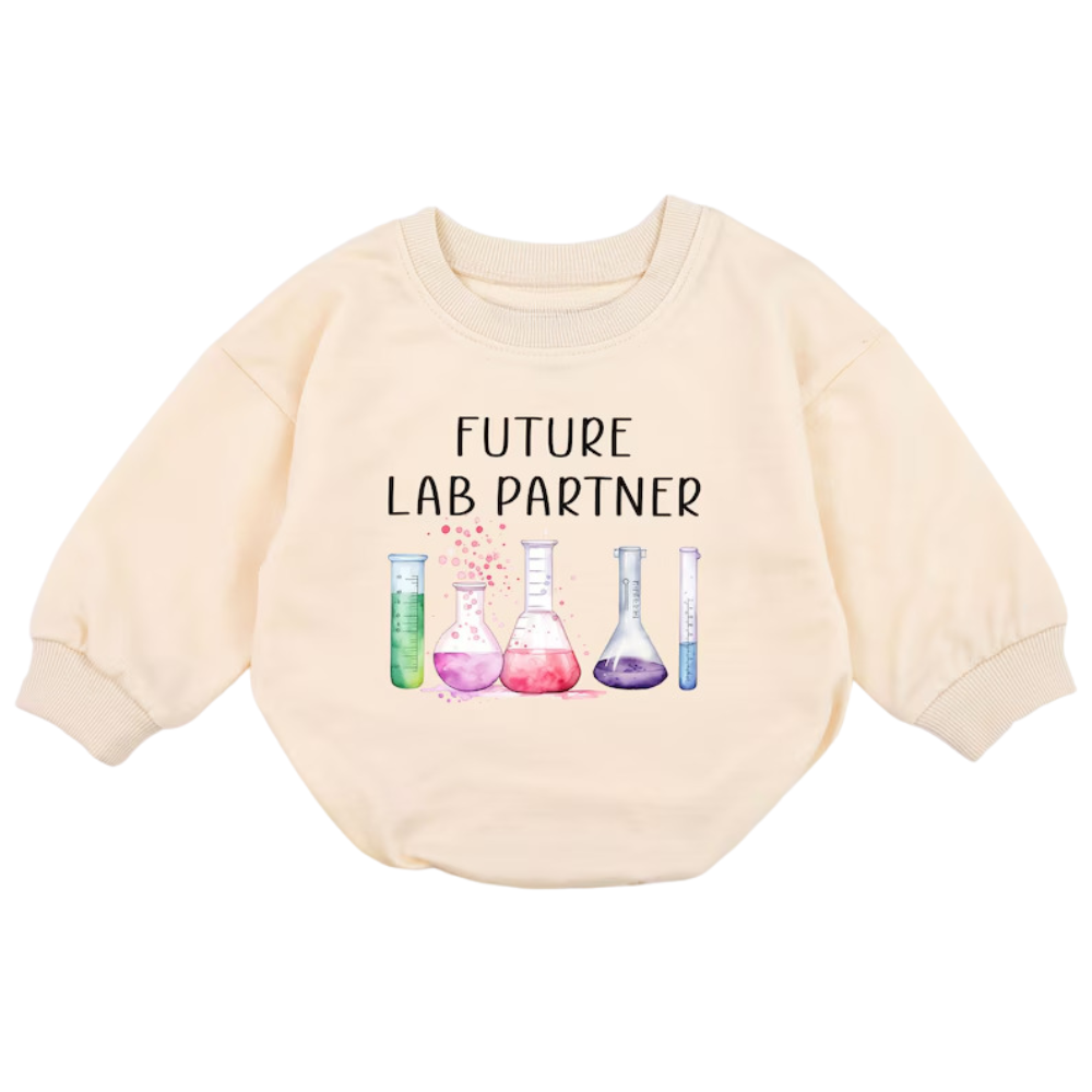 Future Lab Partner Baby Romper Sweatshirt, Scientist Baby Romper Sweater BB0585