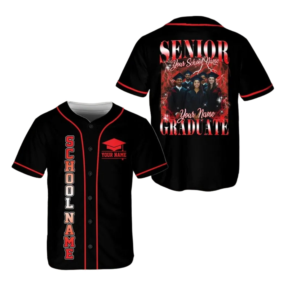 Custom Photo Matching Senior Family Baseball Jersey, Custom Family Graduation Baseball Shirts With Photo ET0708