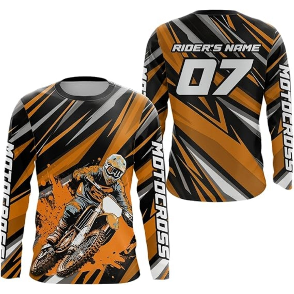 Custom Name And Number Long Sleeve Motocross Jersey For Men, Black And Green Custom Motocross Racing Jerseys MZ0017