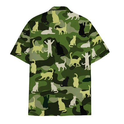 Camouflage Cat Hawaiian Shirt For Mens Womens, Cat Camo Hawaiian Shirts HE0087