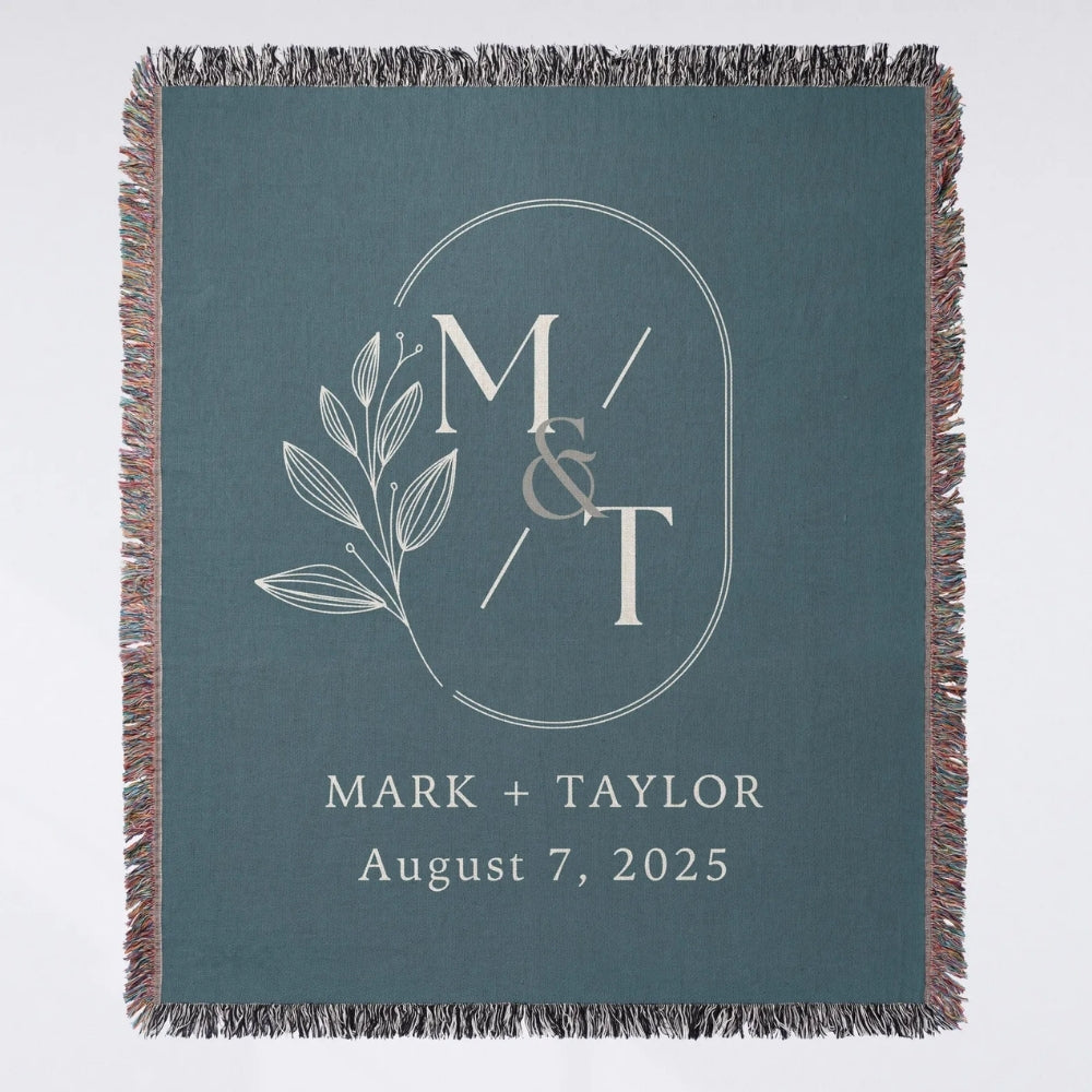 Custom Name And Date Wedding Woven Blanket For Couple, Personalized Wedding Anniversary Throw Blankets WD0166