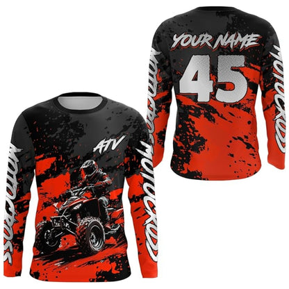 Custom ATV Racing Motocross Long Sleeve Jersey For Men, Custom Black And Cyan ATV Shirts MZ0099