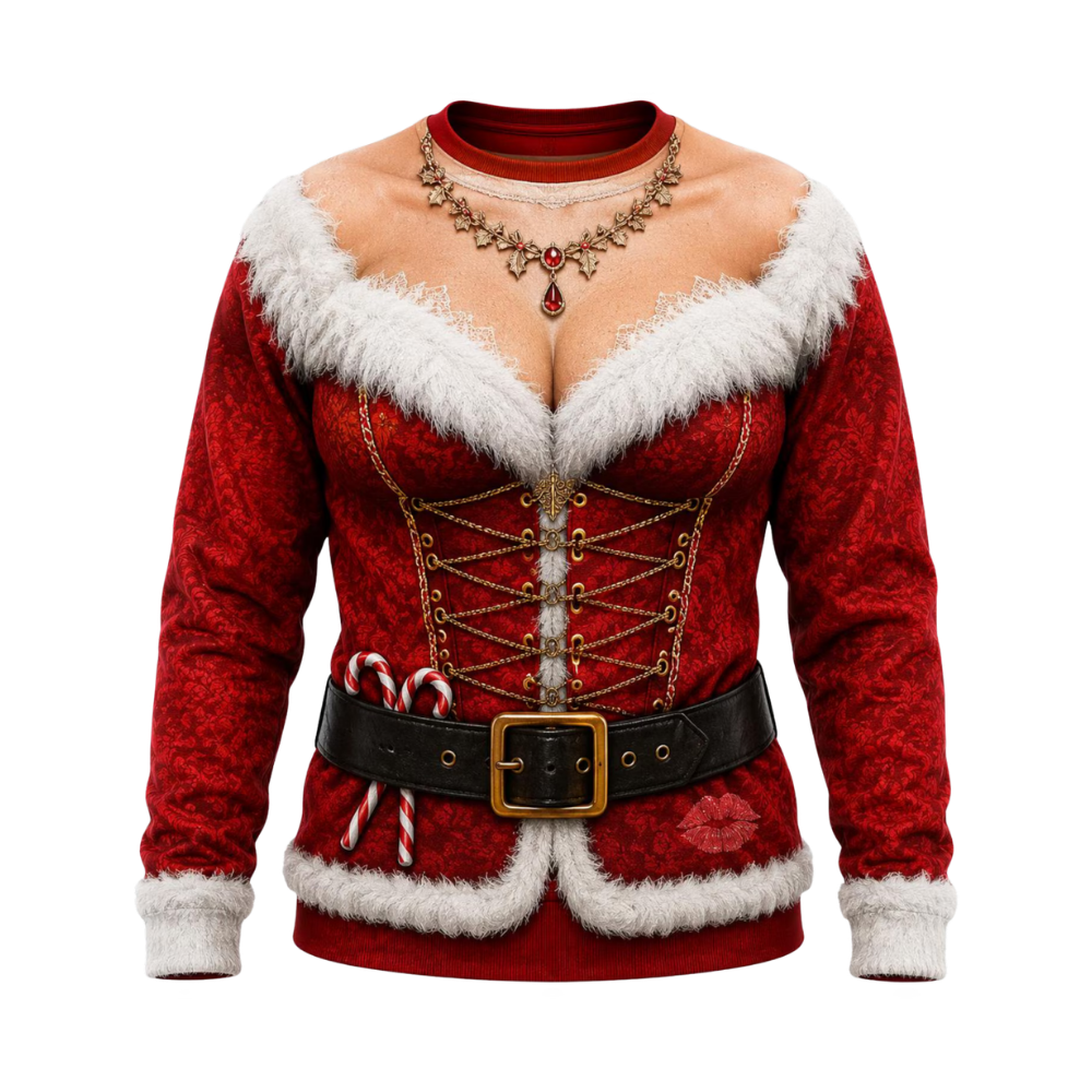 Women's Santa Corset Sweatshirt 3D Printed, Funny Christmas Sweatshirt For Ladies 2D1138