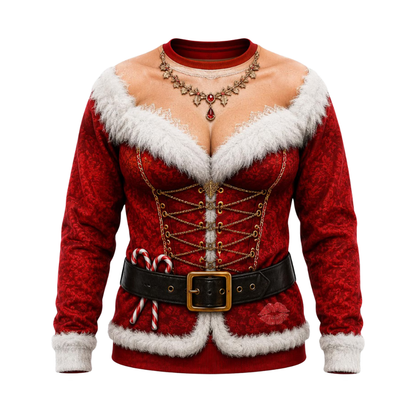 Women's Santa Corset Sweatshirt 3D Printed, Funny Christmas Sweatshirt For Ladies 2D1138