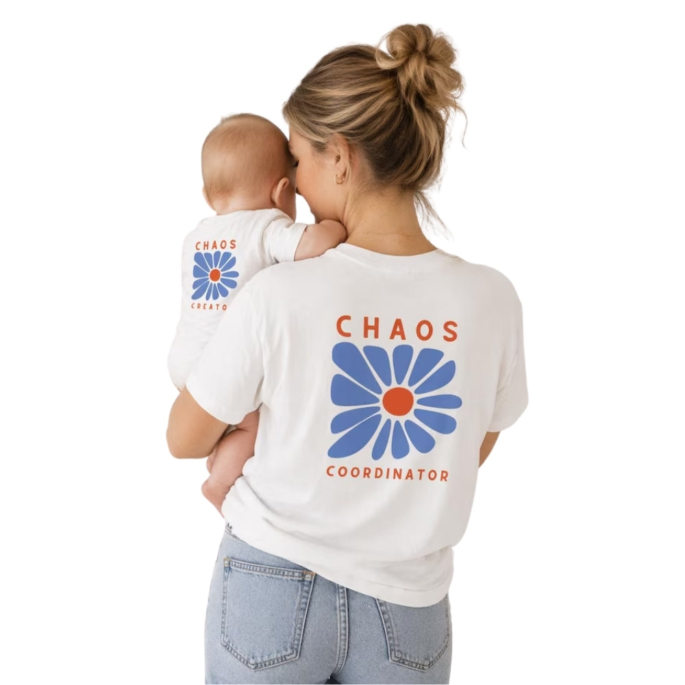 Chaos Creator Chaos Coordinator Flower Matching Dad Son T Shirt, Retro Flower Funny Matching Shirt For Dad And Child ET0972