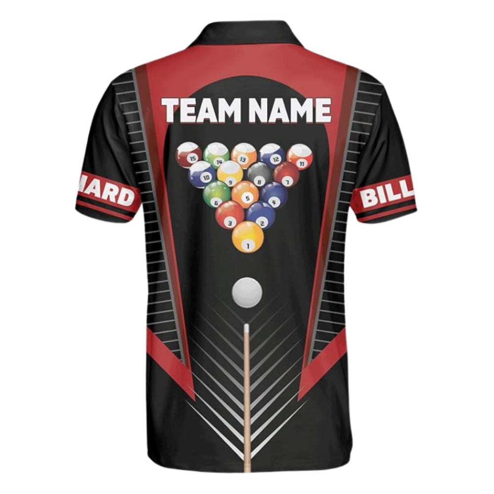 Custom Black And Red Billiard Team Polo Shirt For Mens, Custom Billiard Shirts BIZ0235