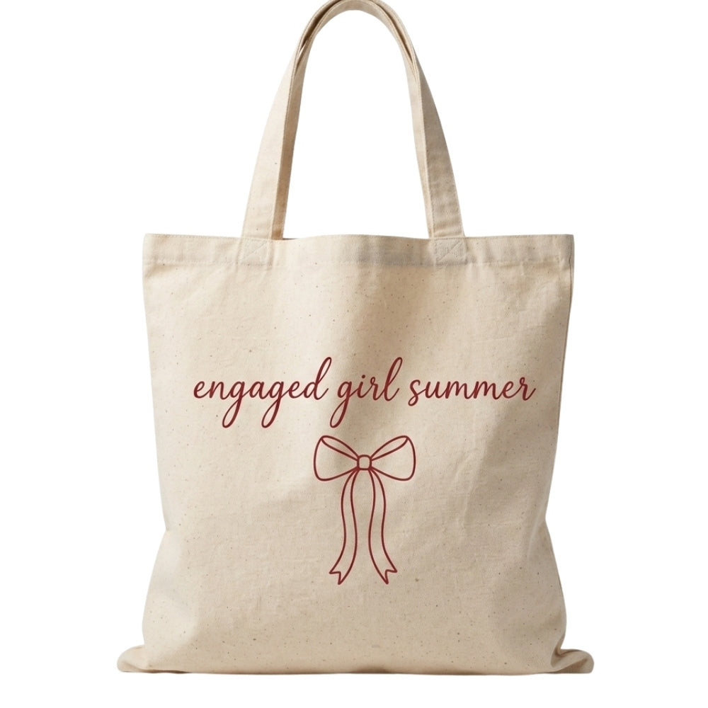 Engaged Girl Summer Canvas Tote Bag For Bride, Wedding Engagement Tote Bag WD0435