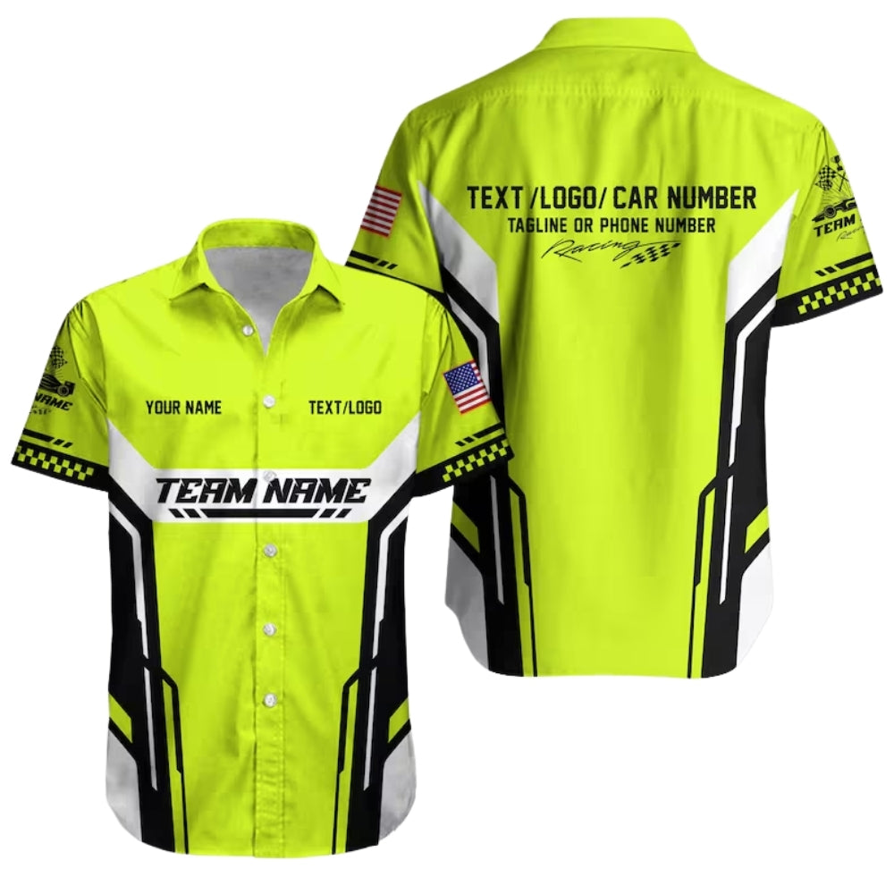 Personalized Racing Car Hawaiian Shirt, Custom Team Race Car Uniform HE0217