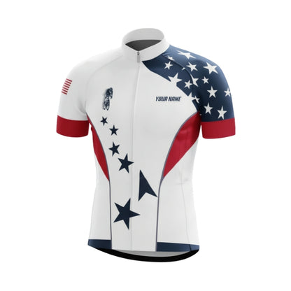 Custom American Flag Cycling Short Sleeve Jersey For Men, Custom Patriotic Cycling Jerseys CG0420