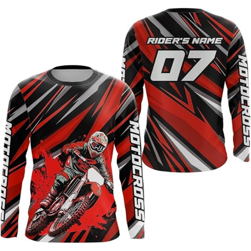 Custom Name And Number Long Sleeve Motocross Jersey For Men, Black And Green Custom Motocross Racing Jerseys MZ0017