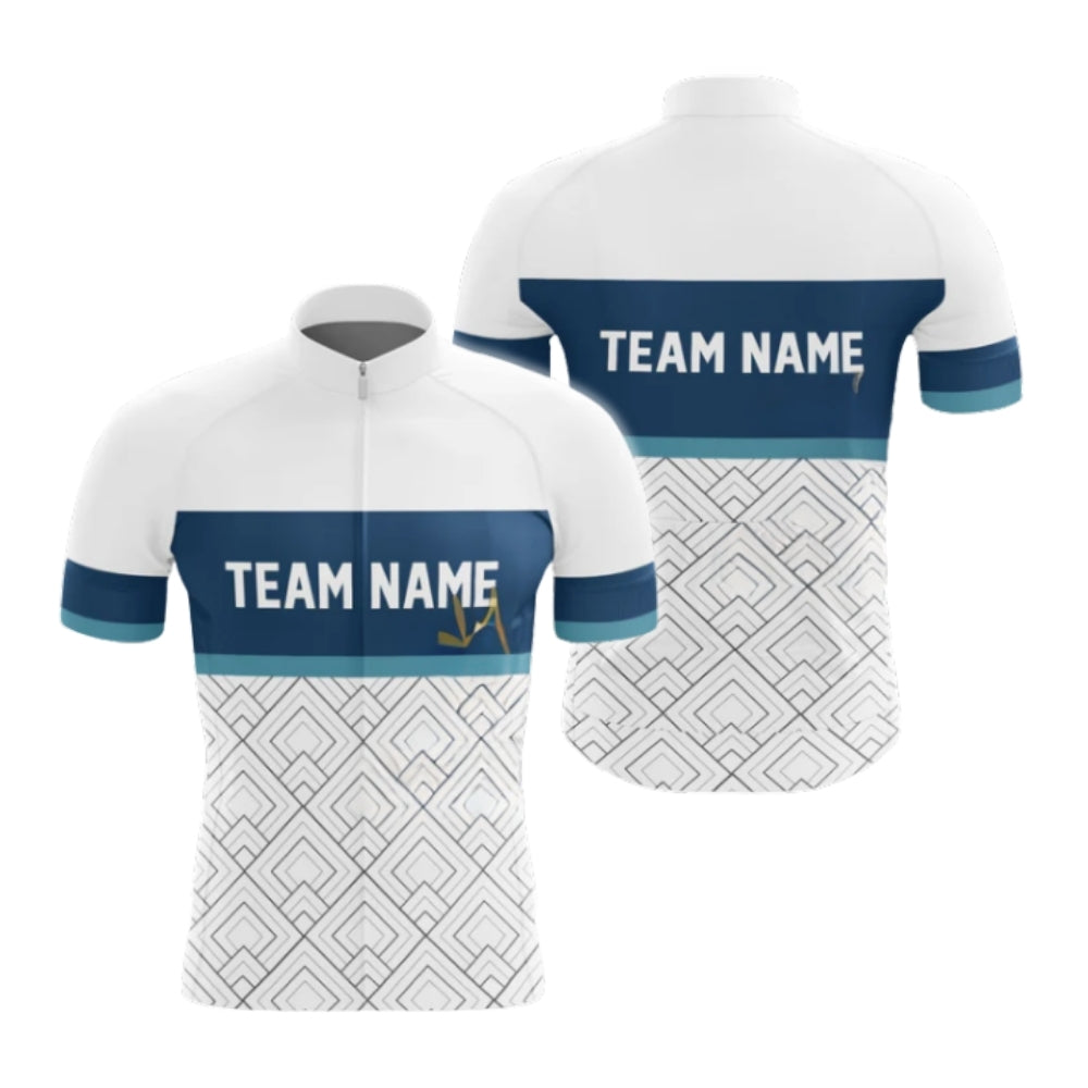 Custom Team White And Blue Cycling Short Sleeve Jersey For Men, Custom Team Cycling Jereys CG0421