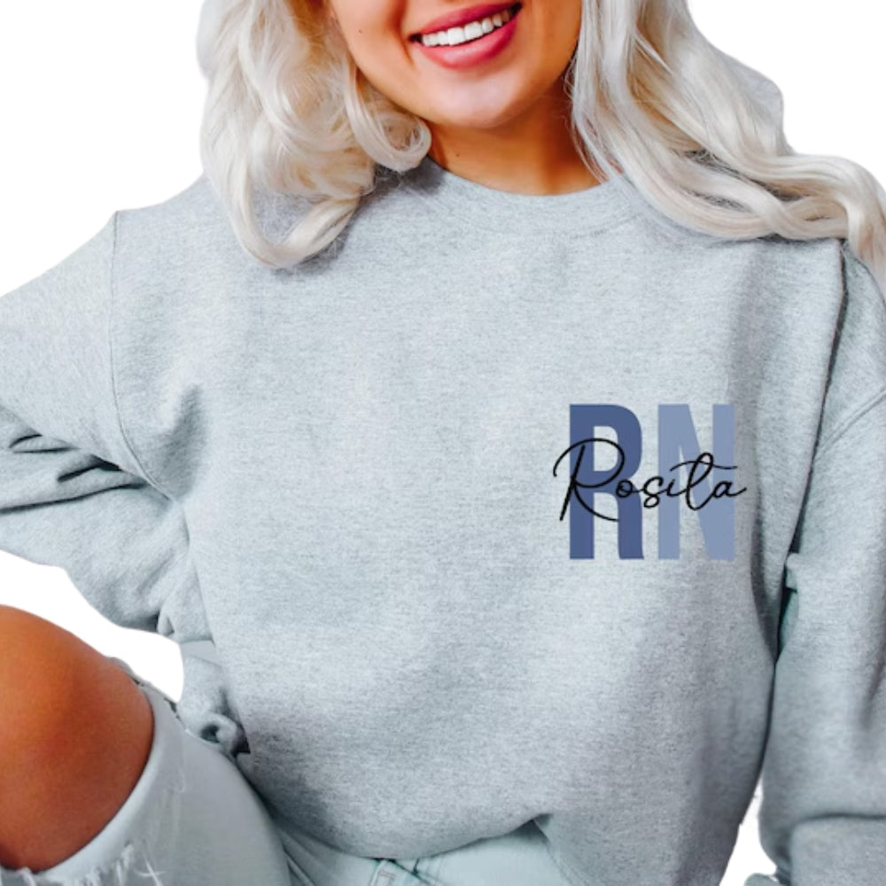 Custom Registered Nurse Sweatshirt With Name, Custom Nurse Sweatshirt 2D0384