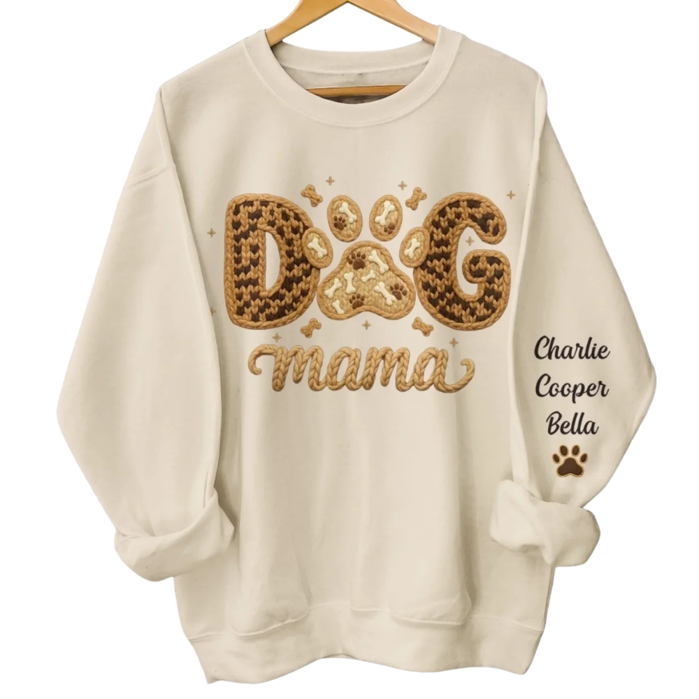 Personalized Dog Mama Sweatshirt With Dog Name, Custom Dog Lover Sweatshirt For Women 2D1007