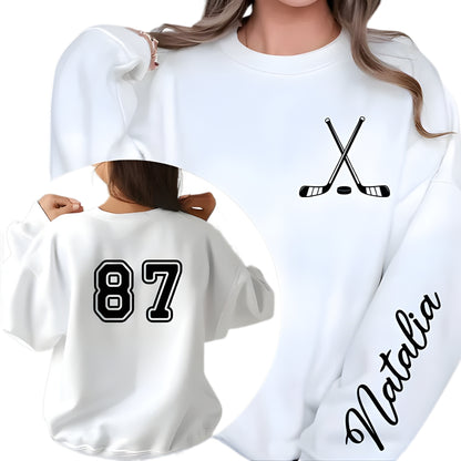 Custom Name Number Hockey Sweatshirt, Custom Hockey Sweatshirt 2D0499